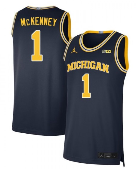 Men's Michigan Wolverines #1 Trey McKenney Navy Stitched Basketball Jersey